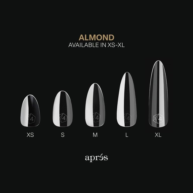 APRÉS Gel-X Almond tips ready for acetone soak-off removal convenience.