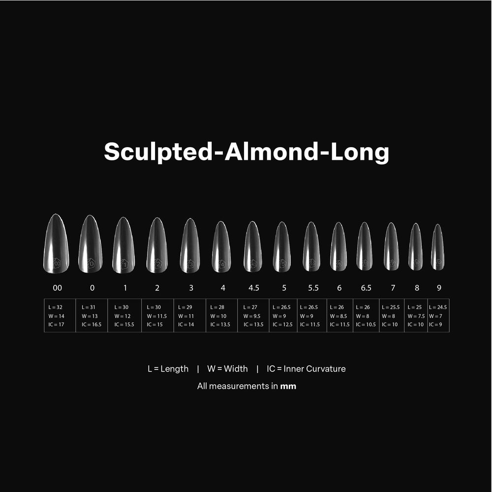 APRÉS Gel-X almond natural line tip on flat surface for wider nails