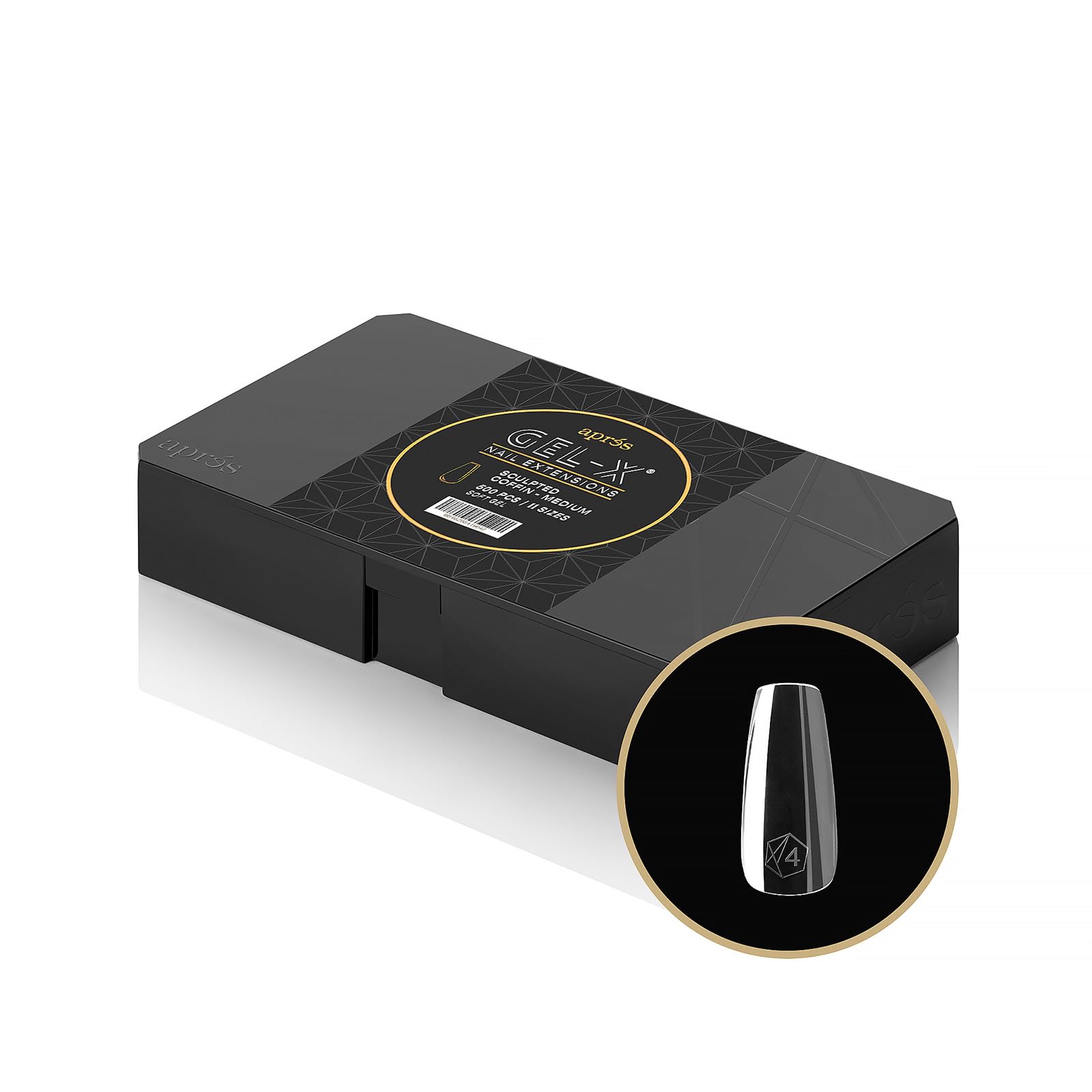 APRÉS Gel-X box 500 tips closeup for precise fit and long-lasting wear