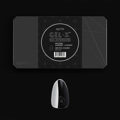 APRÉS Gel-X box of tips with 500 soft gel tips in natural almond shade.