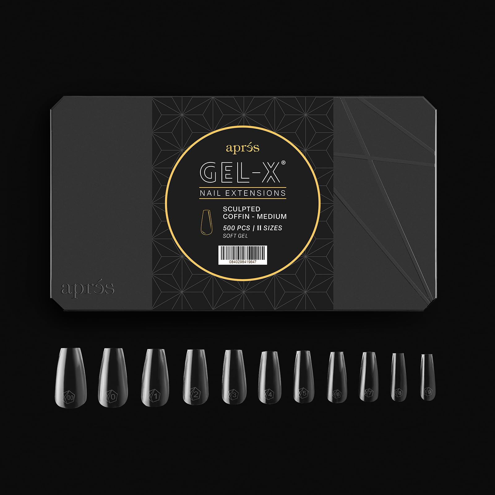 APRÉS Gel-X coffin medium tips box opened for professional results
