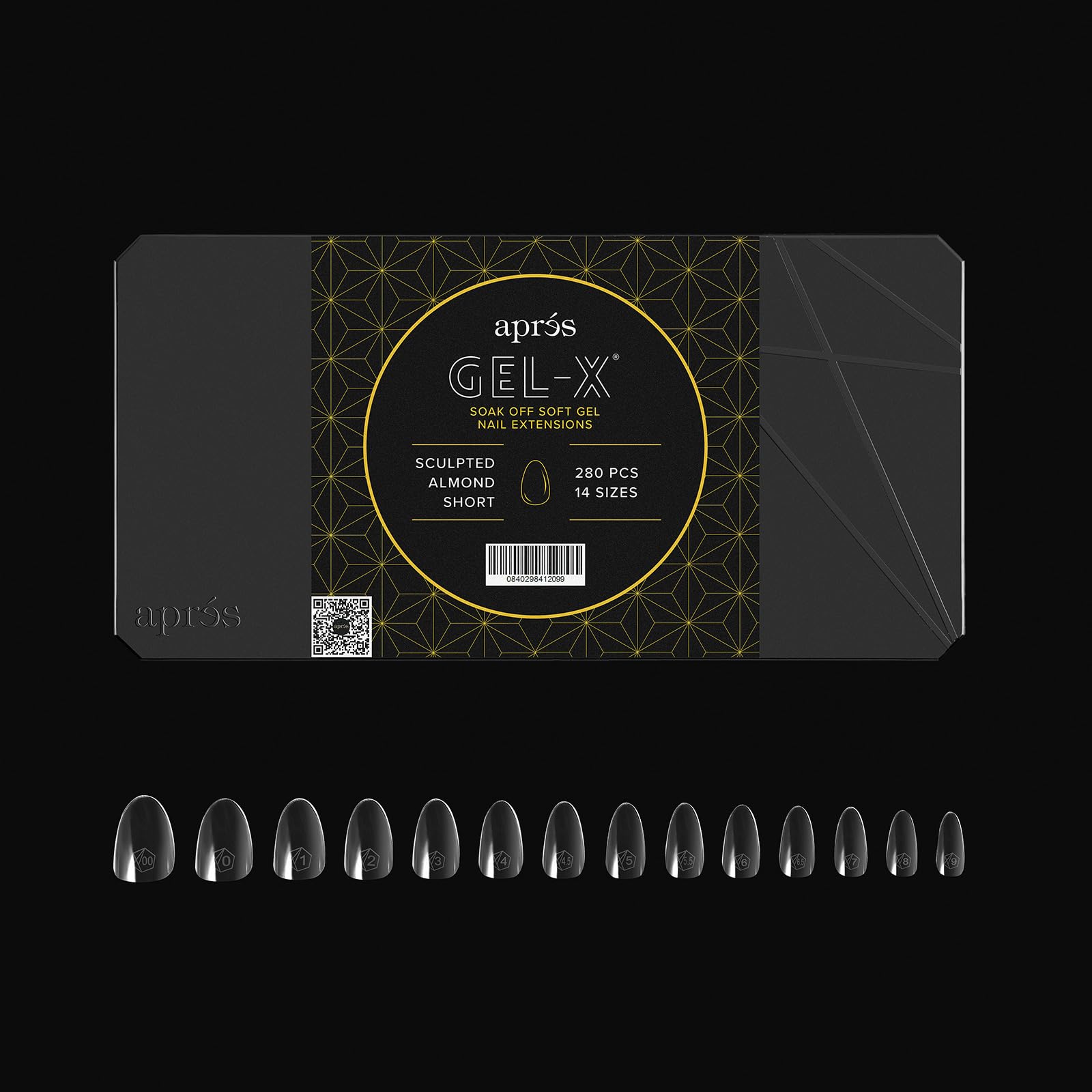 APRÉS Gel-X half sizes chart highlighting 4.5, 5.5, 6.5 for precise fit