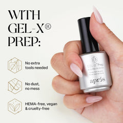 APRÉS Gel-X Prep extend-gel application prep supports quick, clean extensions.