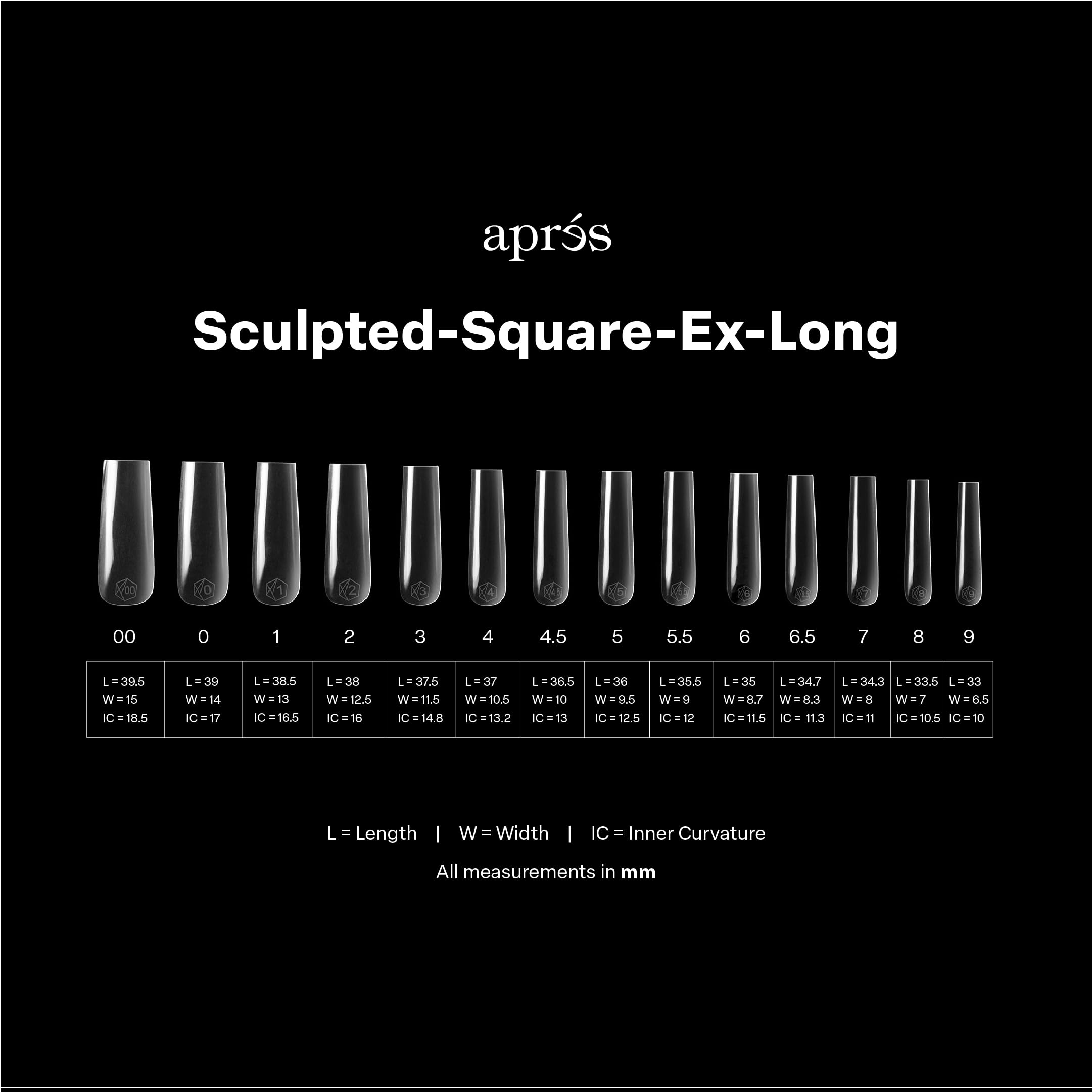 APRÉS Gel-X sculpted square tips illustrate a modern long shape for bold nail art.