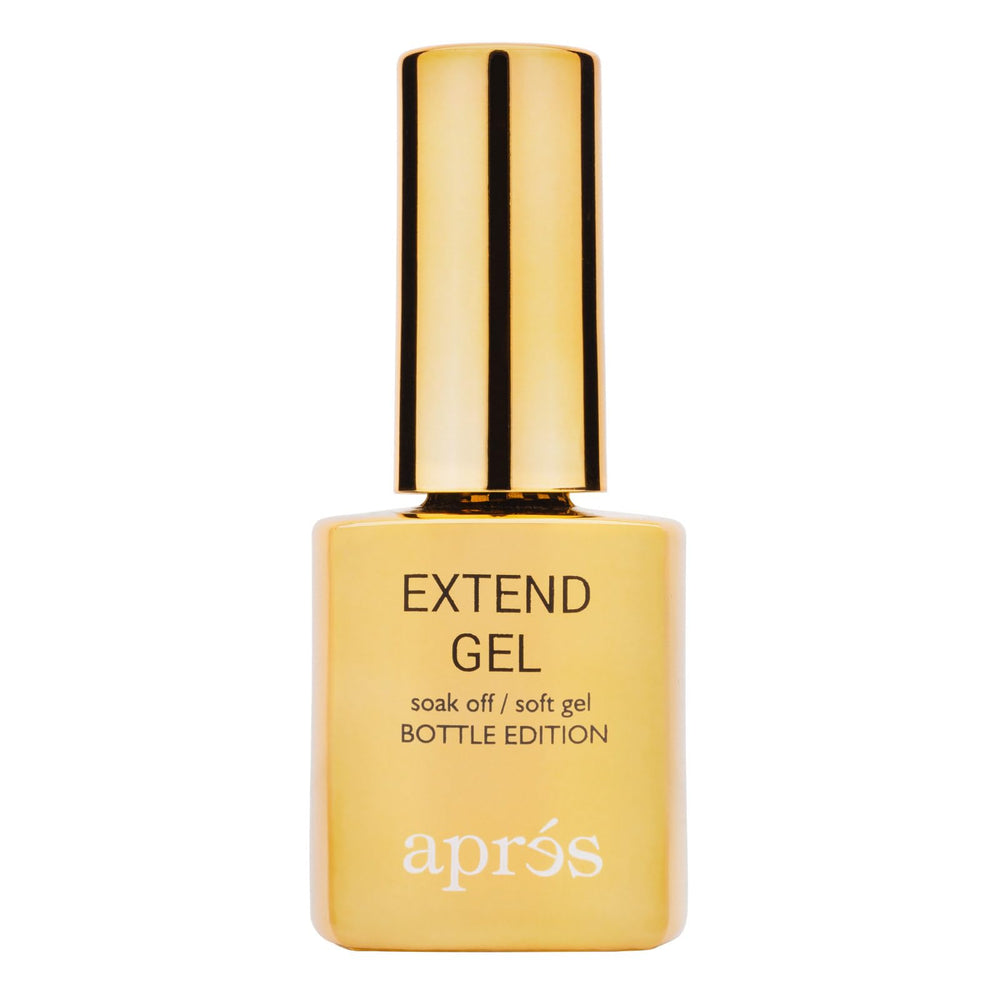 APRÉS Extend Gel gold bottle 15ml ready for Gel-X extensions and long wear.
