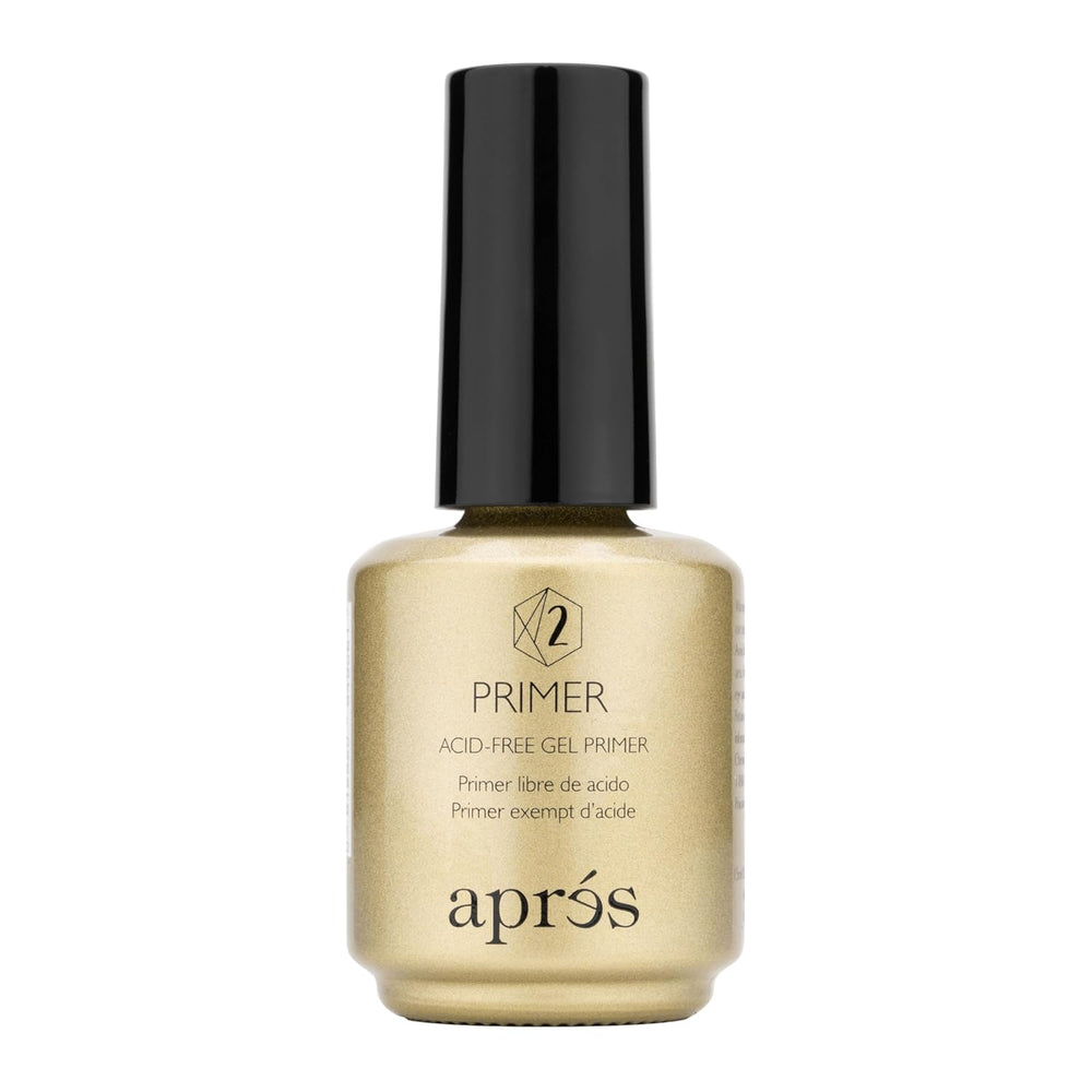 APRÉS Non-Acidic Gel Primer bottle close-up, showing gentle prep for longer Gel-X adhesion.