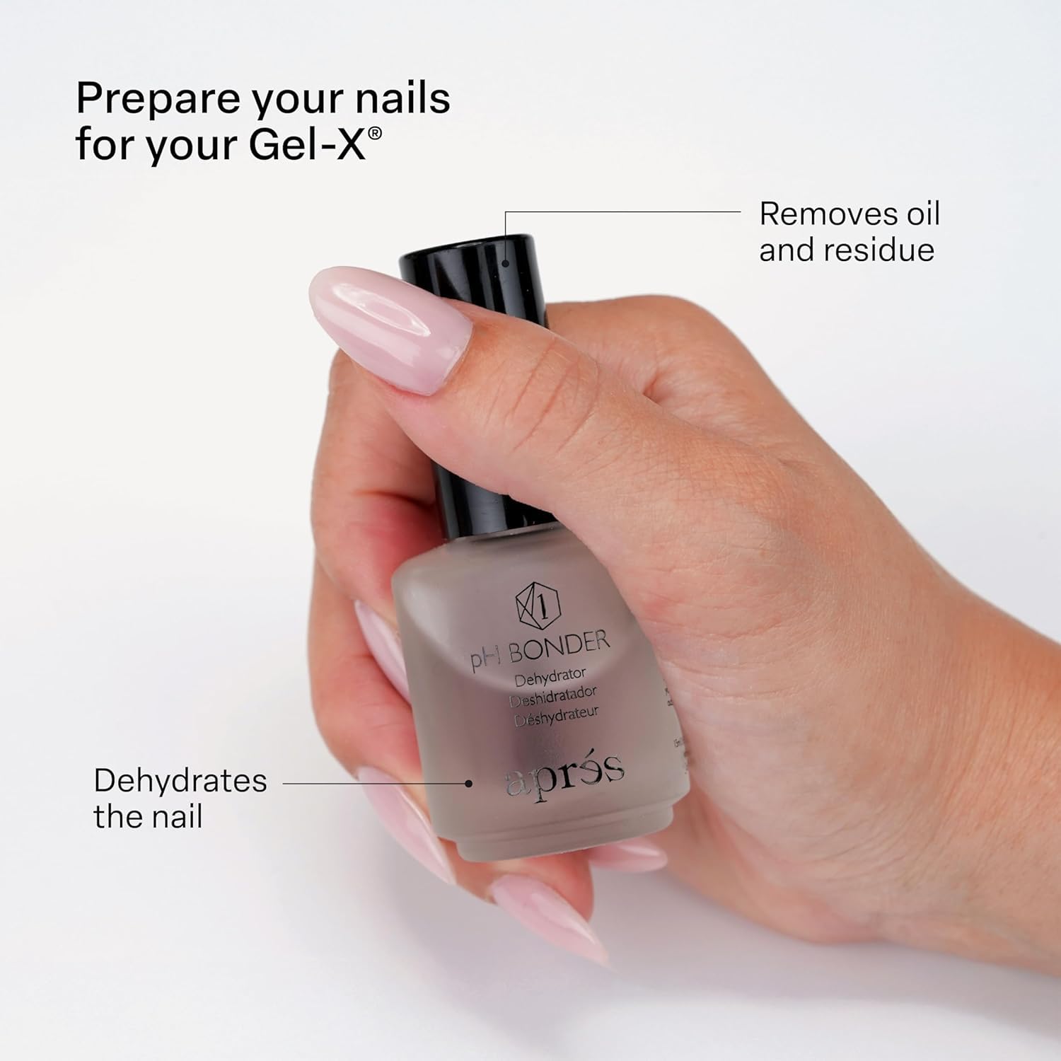 APRÉS Non-Acidic Primer bottle promoting gentle adhesion without irritation.