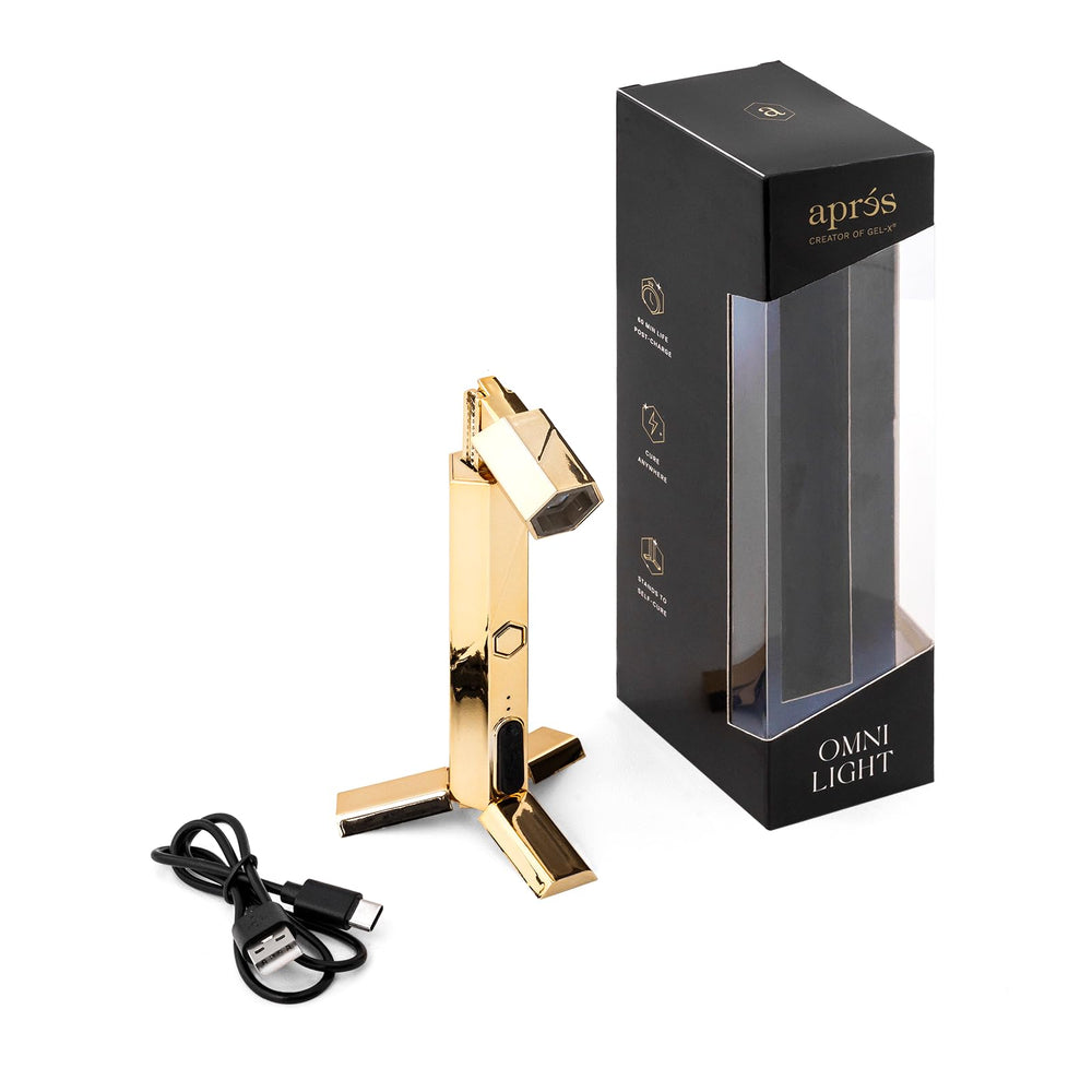 APRÉS Omni Light extendable head for precise flash curing of Gel-X tips.