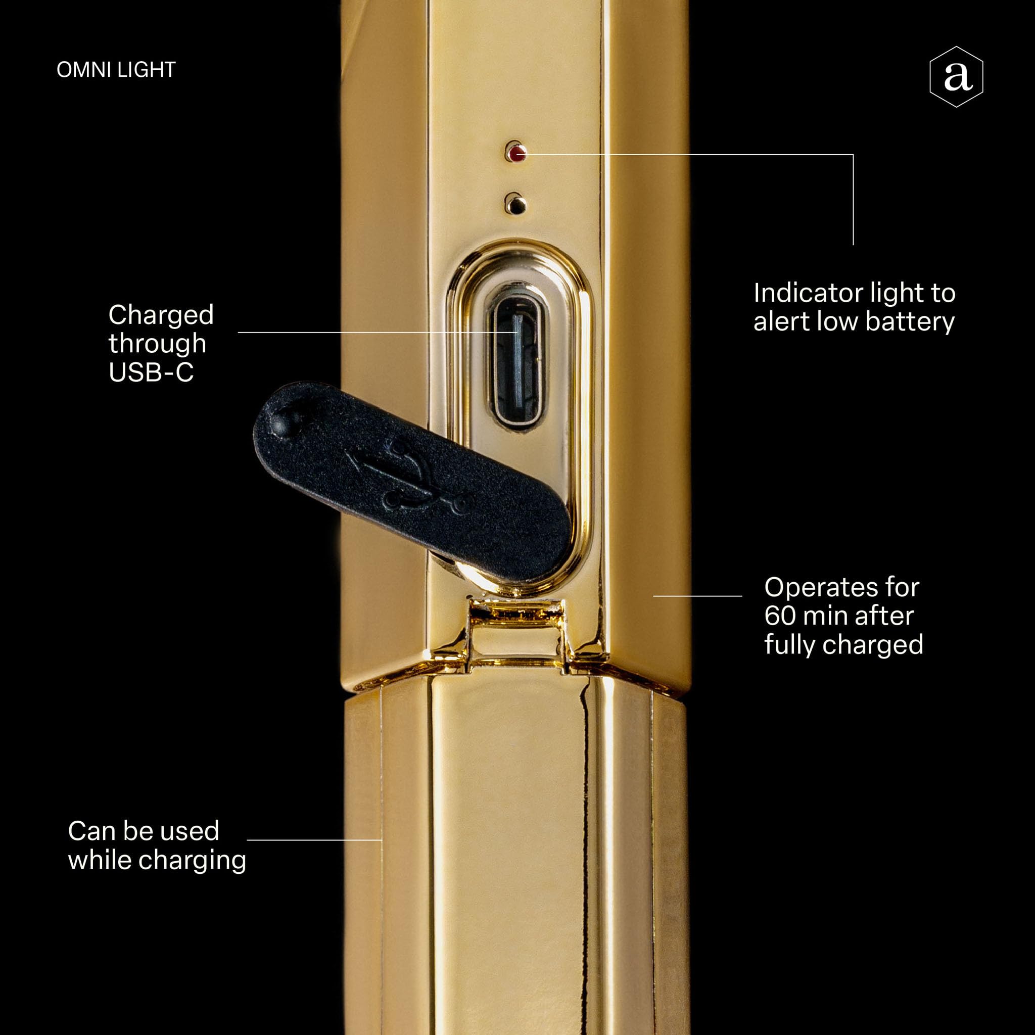 APRÉS Omni Light indicator lights show battery status at a glance.