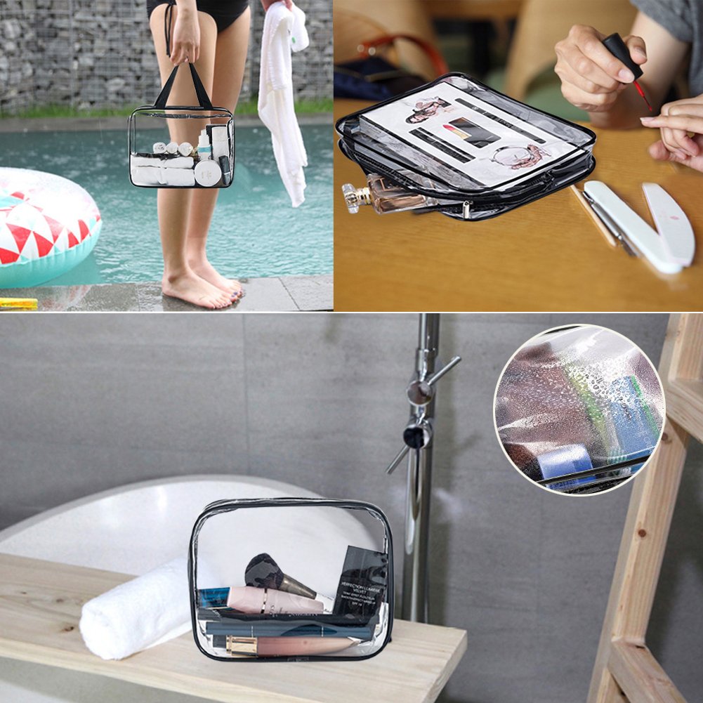 APREUTY clear makeup bags handle-hanging strap for easy access