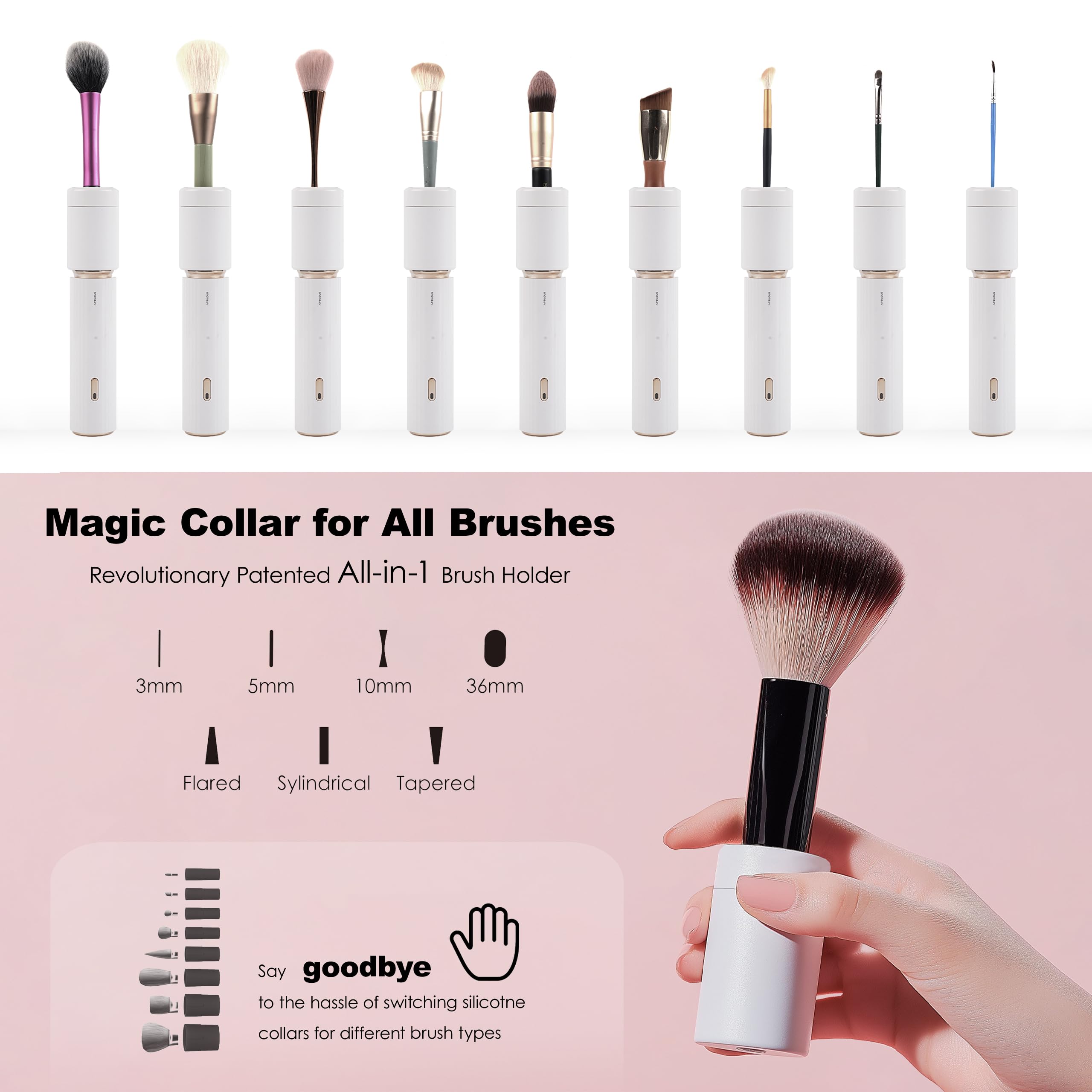 Aprilous spins to dry brushes quickly for ready-to-use makeup tools.
