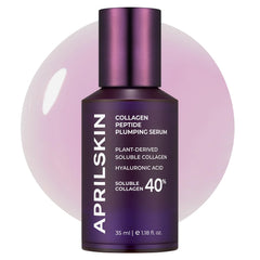 APRILSKIN 40% collagen serum bottle showcases vegan formula for firmer, radiant skin.