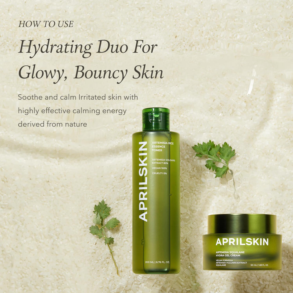 APRILSKIN Artemisia Korean Rice Toner close-up texture showing multi-layer hydration benefits.