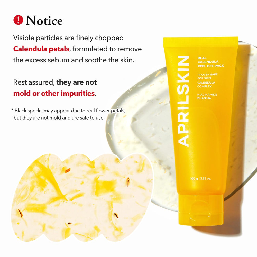 APRILSKIN Calendula mask drying stage captures a refreshing cooling sensation on skin