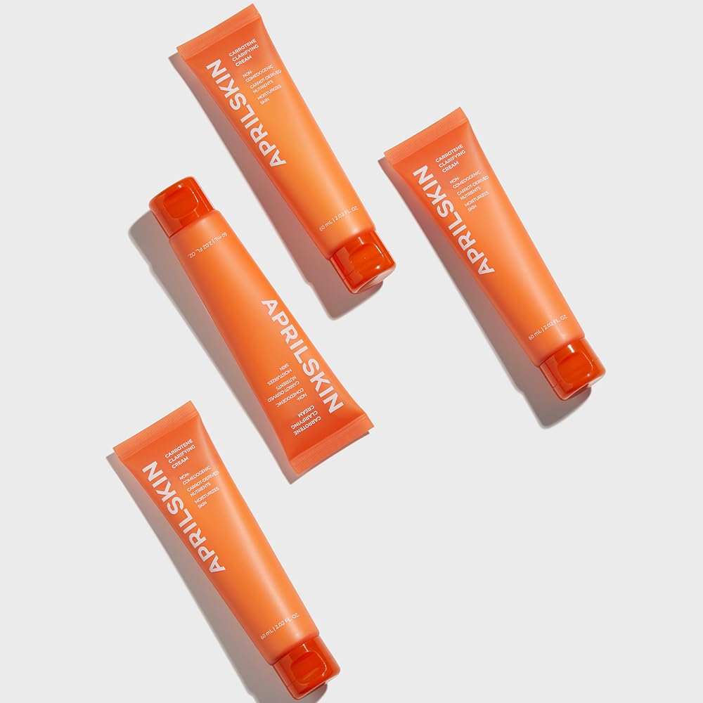 APRILSKIN Carrotene Clarifying Cream packaging highlights fragrance-free and hypoallergenic formula.