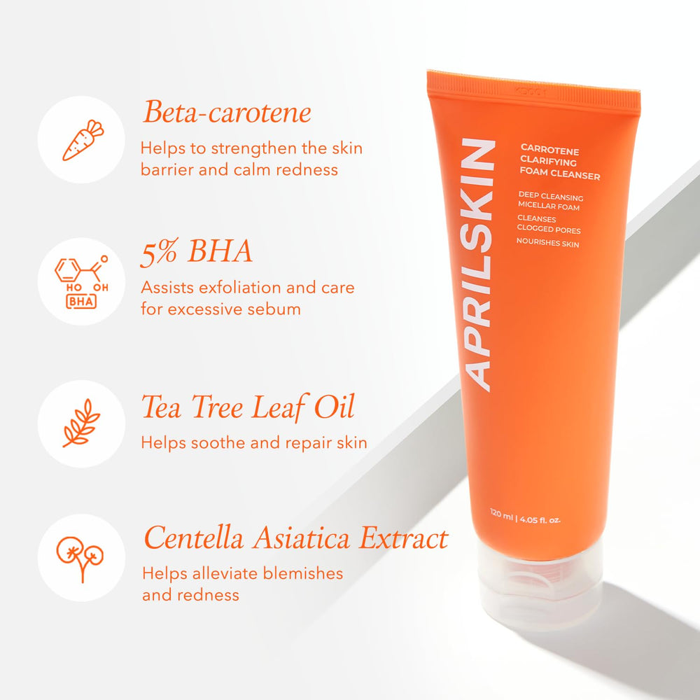 APRILSKIN Carrotene foam lather demonstrates fragrance-free formula suitable for sensitive skin types
