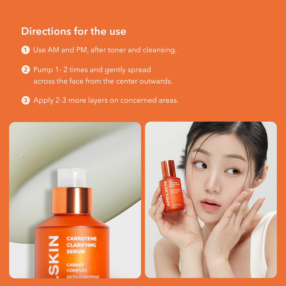 APRILSKIN Carrotene Clarifying Serum hydration shot conveying plump, refreshed feel.