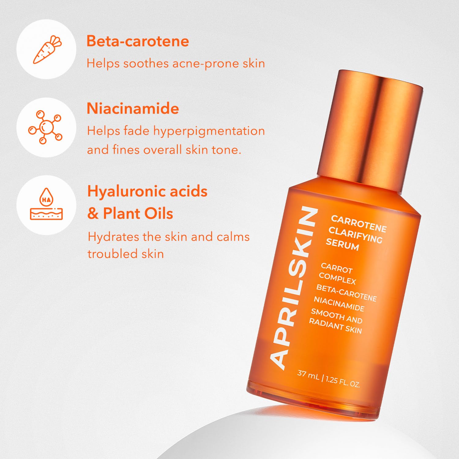 APRILSKIN Carrotene Clarifying Serum centella closeup suggesting soothing support for sensitive skin.