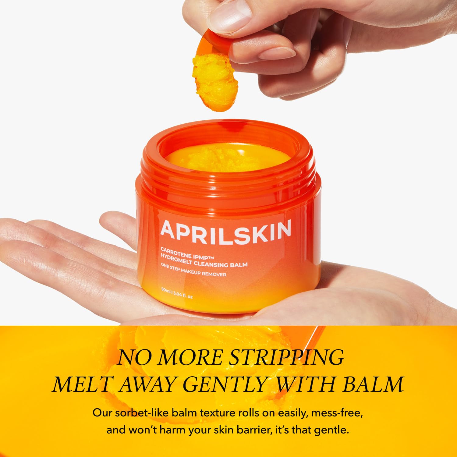 APRILSKIN Carrotene IPMP Hydromelt double-cleansing action removes makeup and sunscreen while softening excess oil