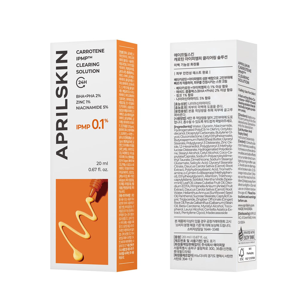 APRILSKIN Carrotene IPMP ingredient infographic highlighting Niacinamide and Zinc.
