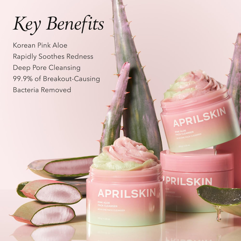 APRILSKIN Pink Aloe Facial Polish application demonstrating cleansing action