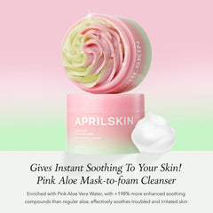 APRILSKIN Pink Aloe Facial Polish beads close-up highlighting mungbean and soybean scrub