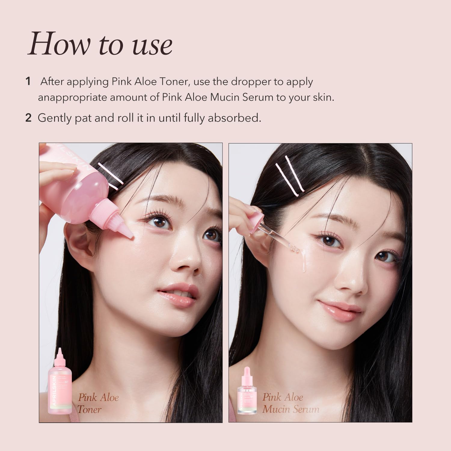 APRILSKIN Pink Aloe Mucin Serum 30ml routine step delivering lightweight hydration.