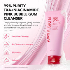 APRILSKIN cleanser texture close-up showing chewy formula lifting impurities.