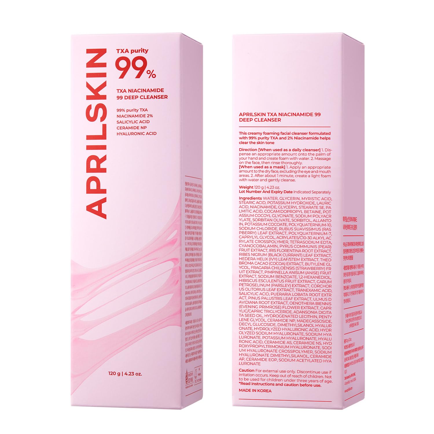 APRILSKIN cleanser in hands with foamy lather.