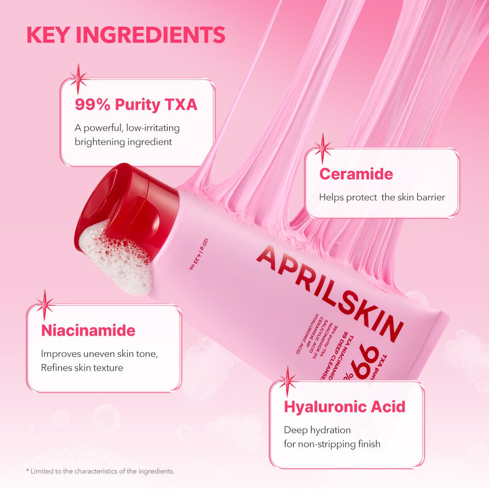 APRILSKIN cleanser pump-dispense for easy, mess-free daily use.