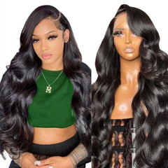 Aptatuse body wave lace front wig closeup showing natural hairline and baby hairs