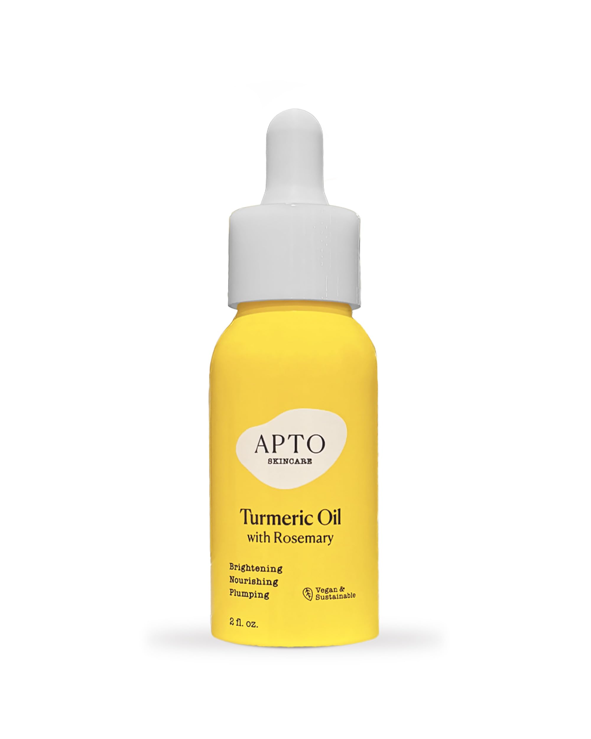 APTO Turmeric Oil Rosemary bottle highlights brightening facial care for glowing, glassy skin
