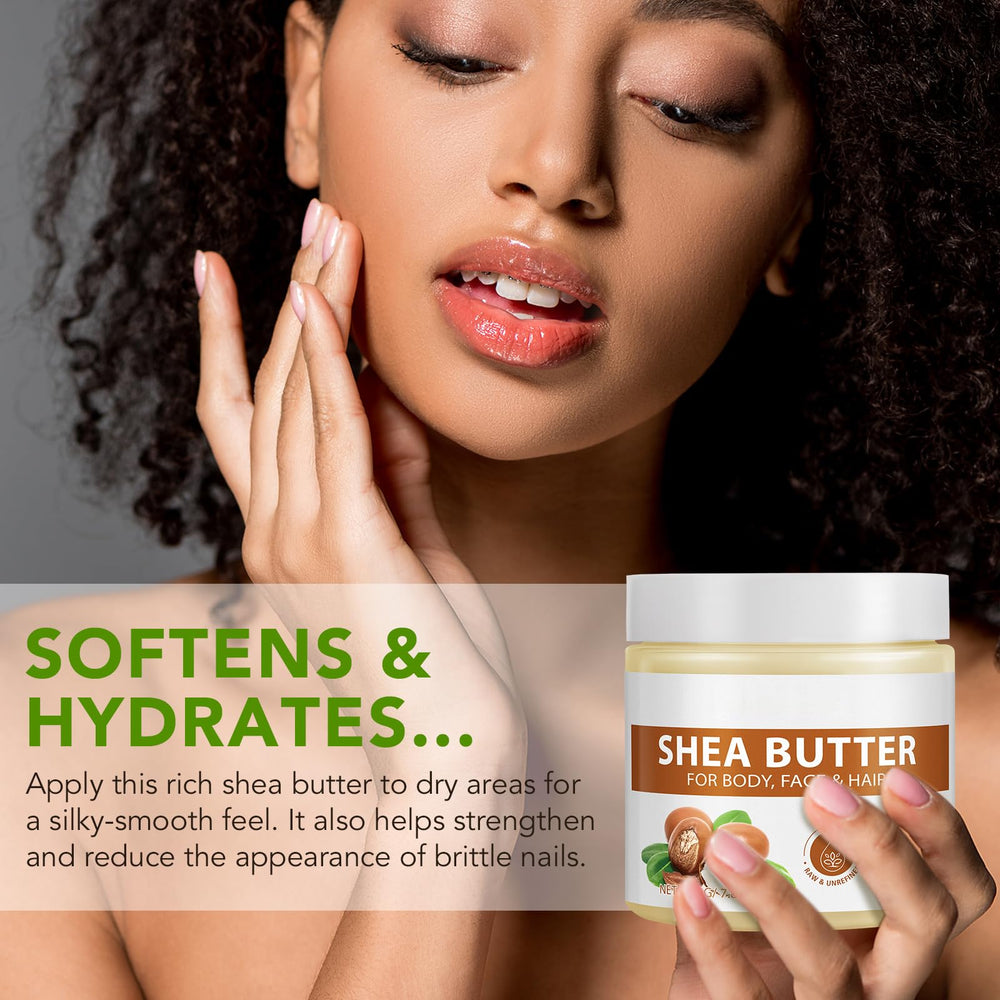 APUUFYQC Shea Butter hair-and-skin routine supports shine and manageability.