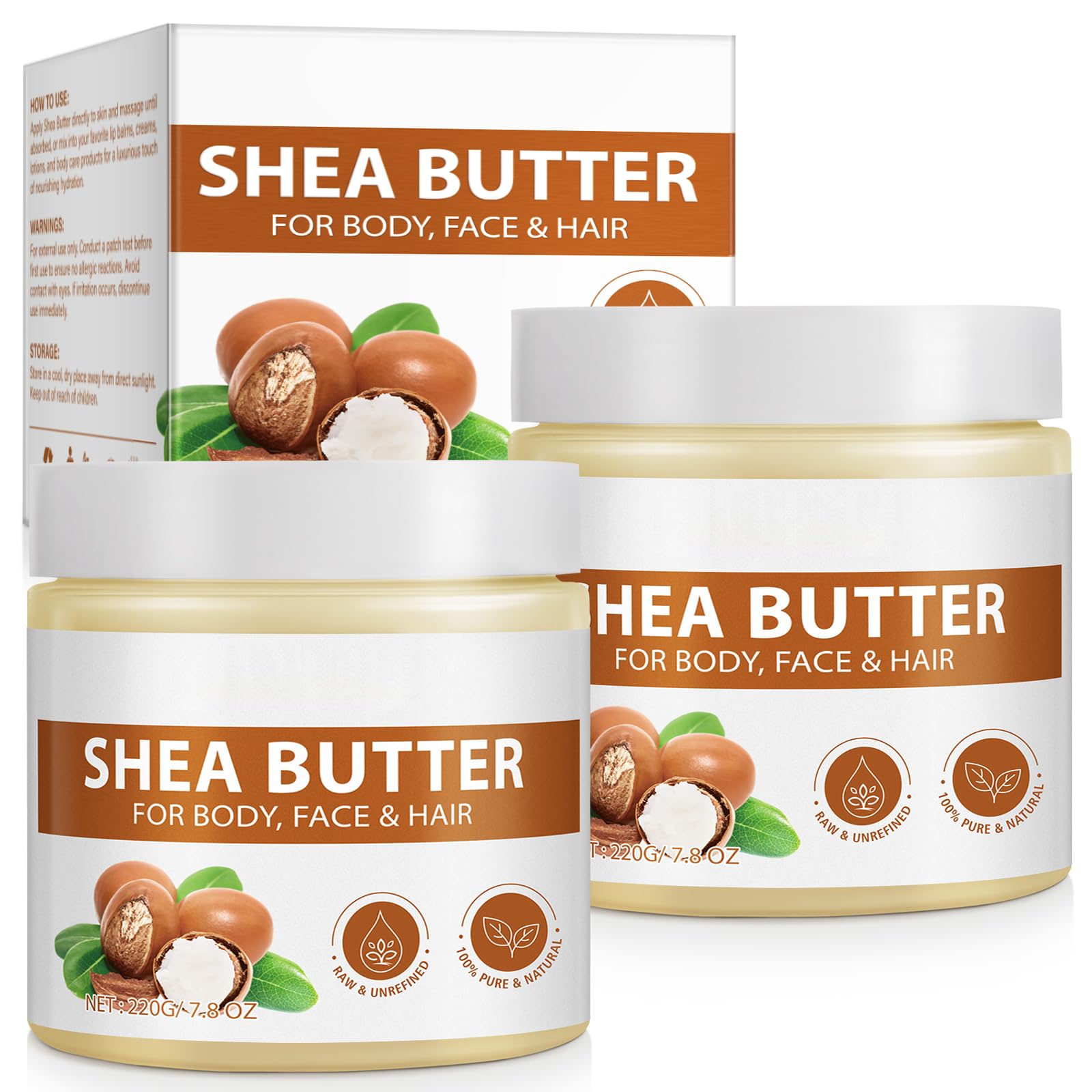 APUUFYQC Shea Butter raw 2-pack packshot offers natural, unrefined moisture for skin.