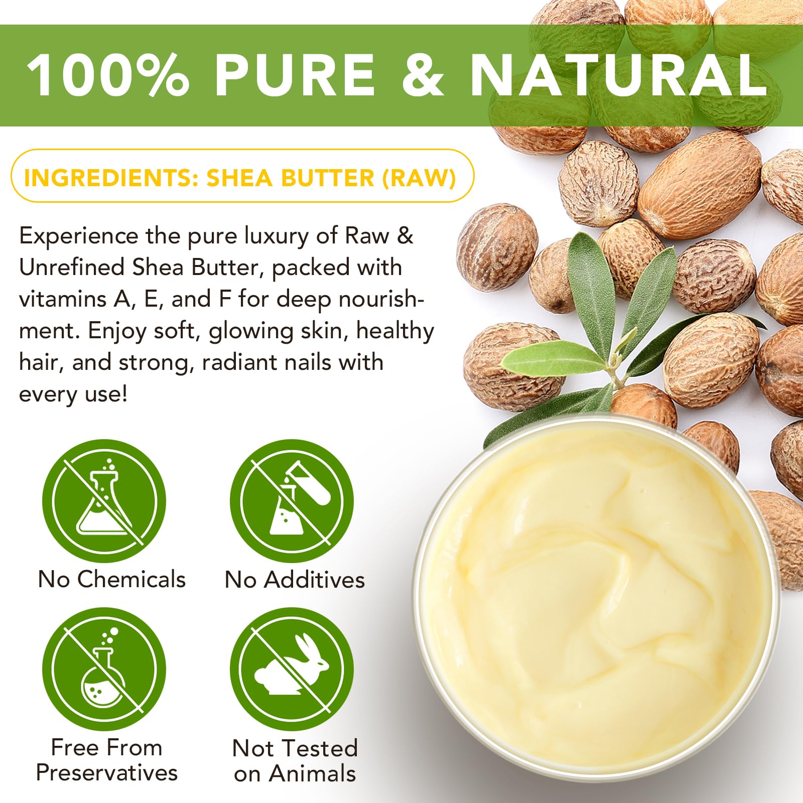 APUUFYQC Shea Butter raw unrefined jar closeup highlights pure texture and nourishment.