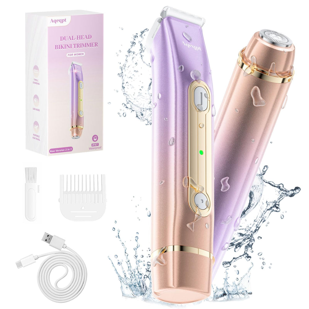 Aqeqpt dual-head shaver for face body bikini in one device.