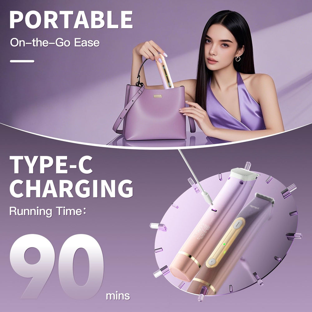 Aqeqpt USB-C rechargeable compact razor with long runtime for travel.