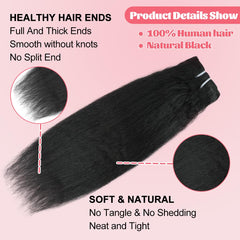 Aqifai Brazilian Remy hair clip-ins in natural black color.