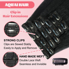 Aqifai clip-ins closeup showing 20 clips for secure attachment.