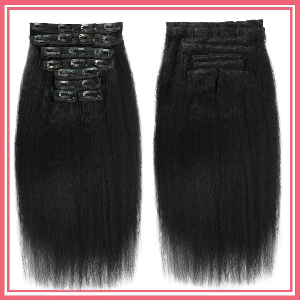 Aqifai natural black hair extensions shown on model for style versatility.