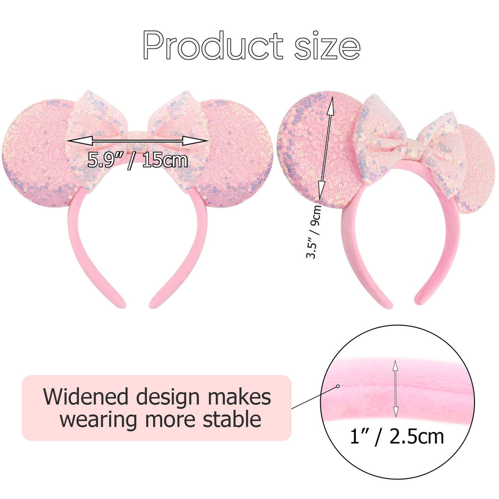 AQOKKA mouse ears headband sequin decor detail adds sparkle for party-ready looks.