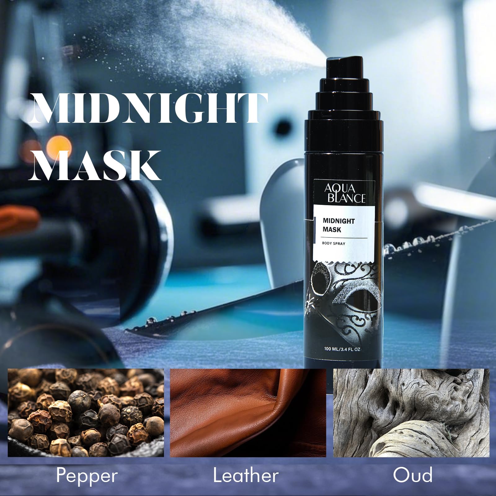 Aqua Blance front bottle showcases bergamot, leather notes for confidence