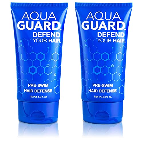 AQUA GUARD pre-swim hair defense bottle showing chlorine protection before swimming.