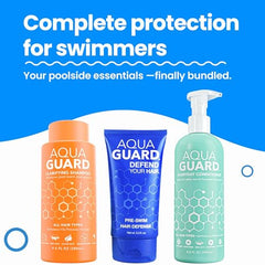 Aqua Guard pre-swim defense cream demonstrates moisture barrier before chlorine exposure.