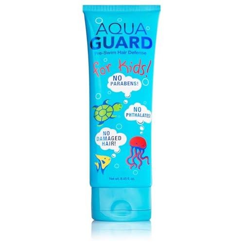 AQUA GUARD Pre-Swim Hair Defense for Kids bottle front shows chlorine protection for young swimmers.
