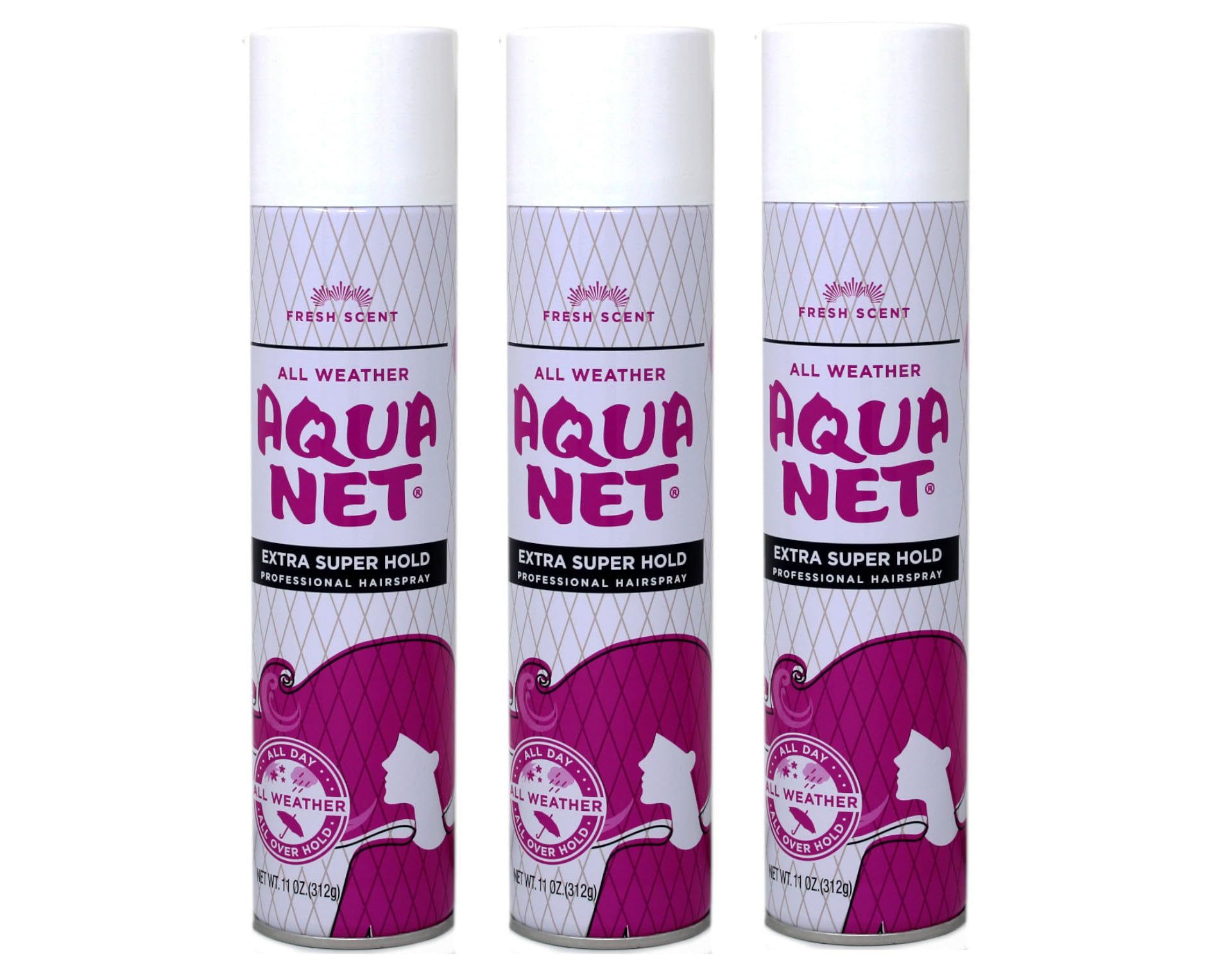 Aqua Net Professional Hair Spray Extra Super Hold bottle showing lasting all-day hold