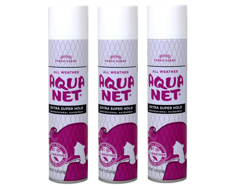 Aqua Net Professional Hair Spray Extra Super Hold bottle showing lasting all-day hold