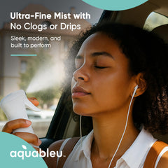 Aquableu mist bottle for pets, helps spray evenly without startling animals.