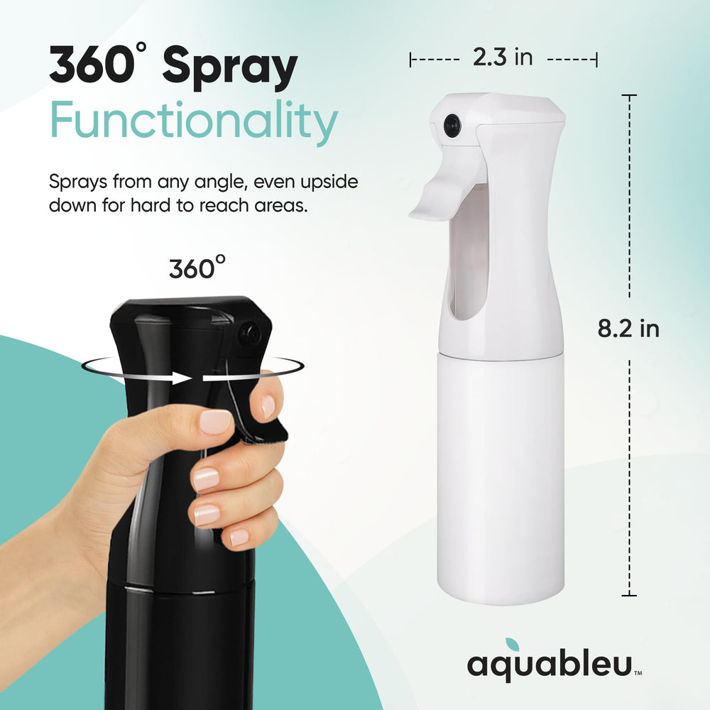 Aquableu hair-styling mist bottle for precise application.
