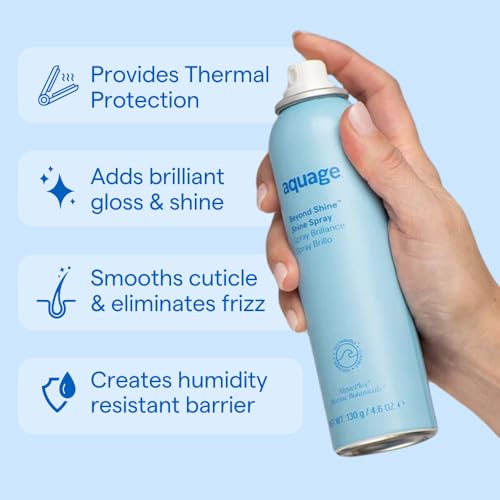 Aquage Beyond Shine spray-dispense nozzle delivers an even mist for smooth results.
